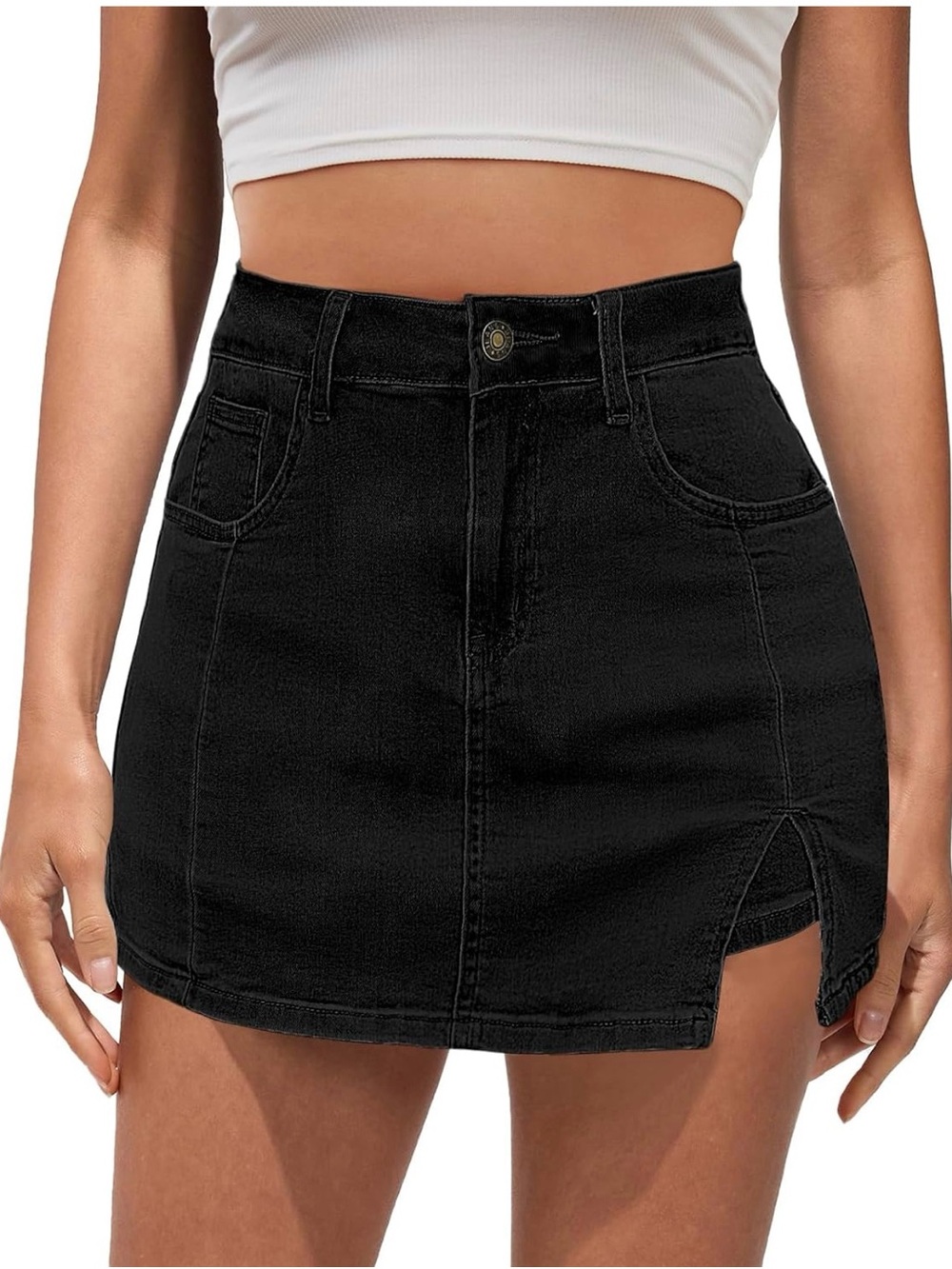 Vetinee Black Denim Skort Size Medium 8–10